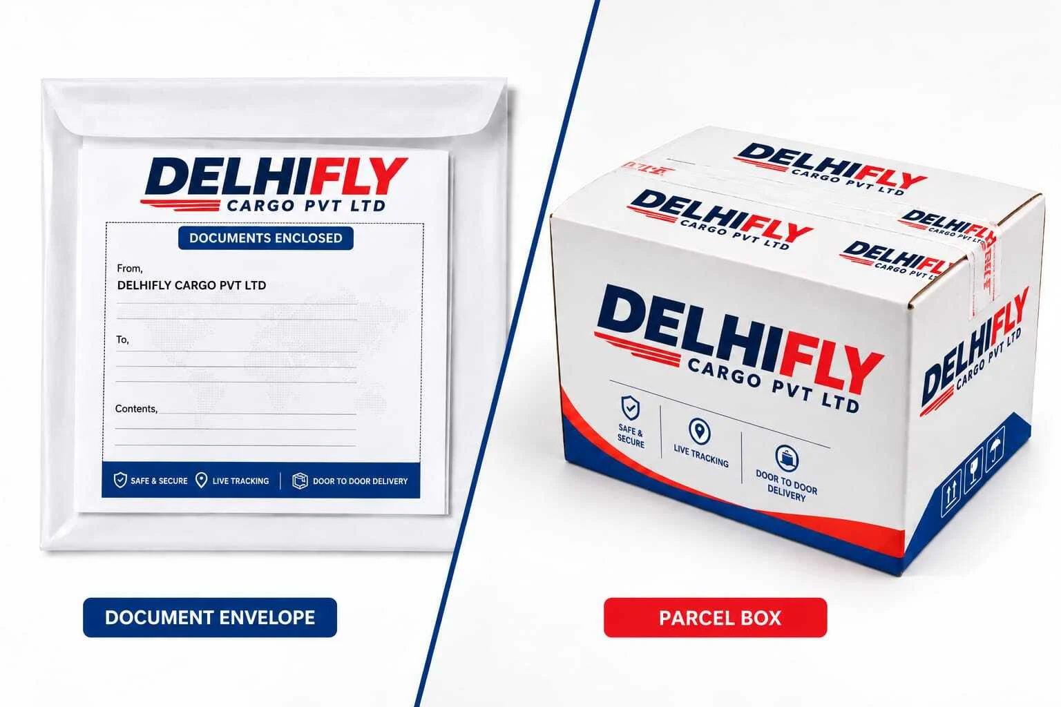Documents and parcel side by side showing courier rate categories