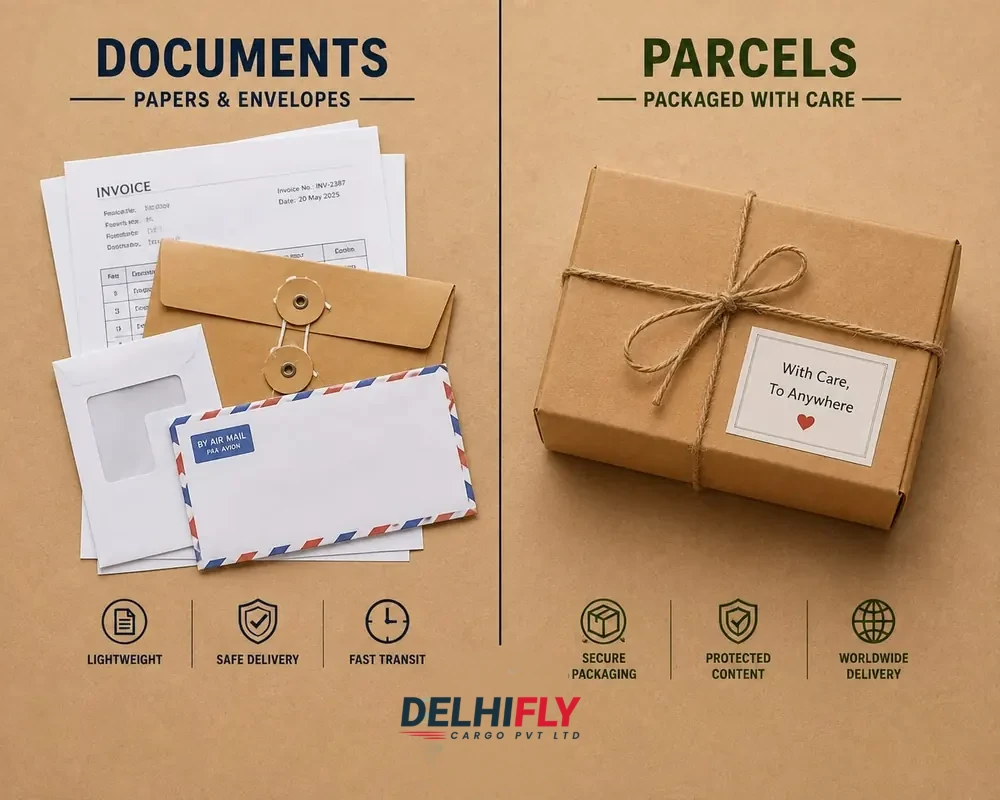 Comparison of document shipment vs non-document parcel